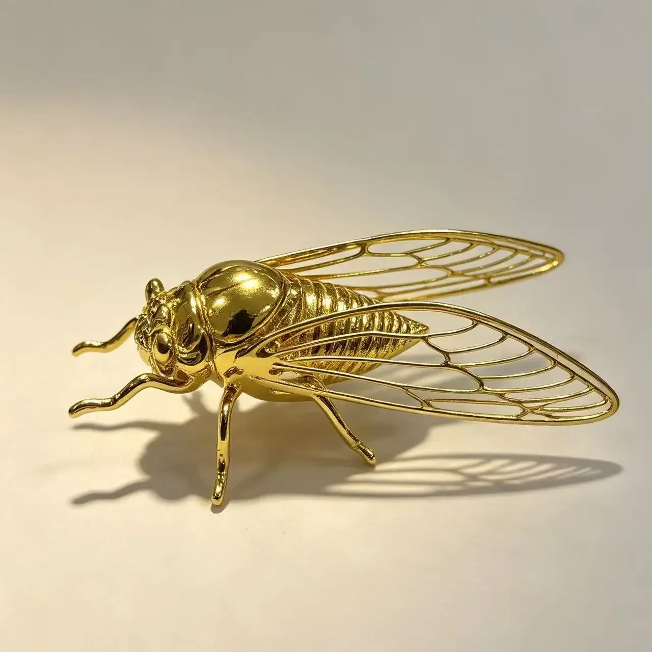 New Filigree Gold Cicada Ornament Golden Cicada Soaring to Success Chinese Style Tea Pet Auspicious Exquisite Desktop Ornament