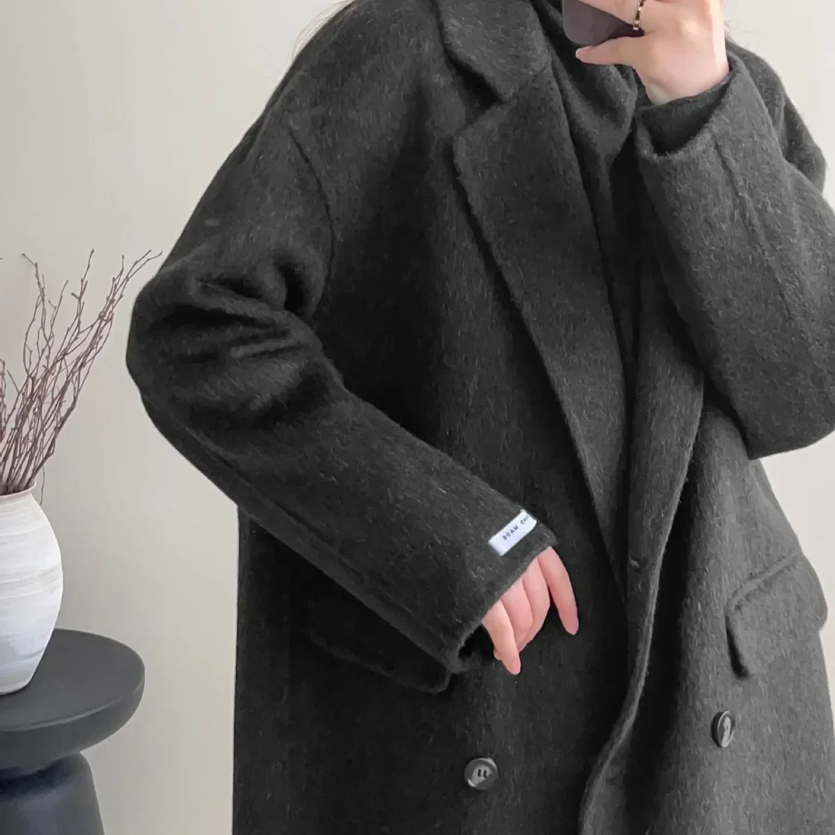 

new 70 wool double-sided woolen coat women's medium and long coat autumn and winter high-end woolen coat