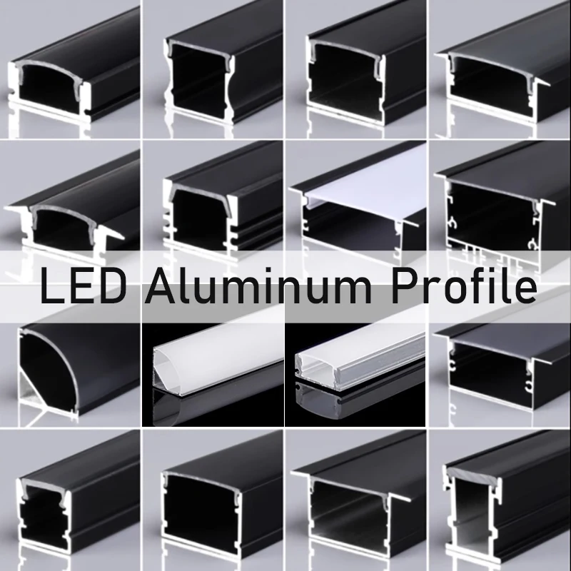 

1m LED Aluminum Profile V/U/YW Recessed Hidden Channel Holder Black Silver Profile Hard Bar Strip Light