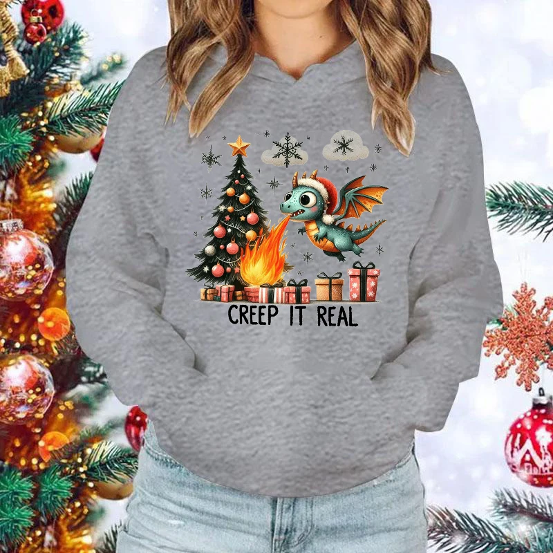 Nieuwe Kerst Charizard Creep It Real Print Hoodies Mannen/Vrouwen Mode Persoonlijkheid Capuchon Casual Sweatshirt met lange mouwen