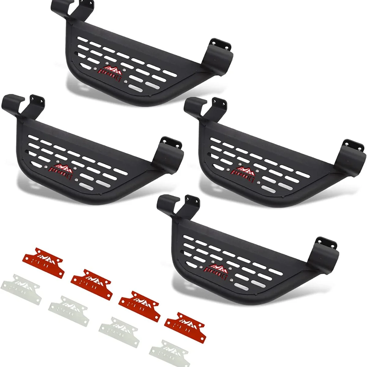 4X EZ-Steps لـ 2021-2024 Ford Bronco 4-Door، إضافة إلى OEM Rock Rail أسود جديد