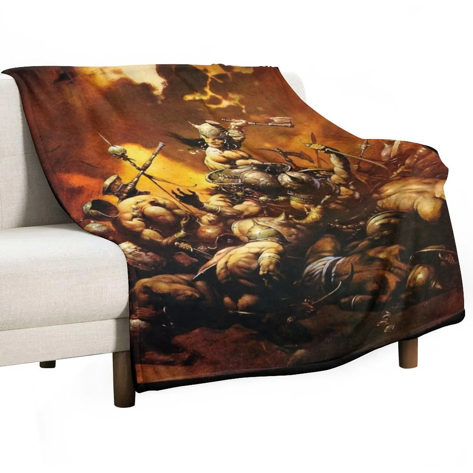 

Frank Frazetta - Conan the barbarian Throw Blanket Soft Plaid Luxury Brand Hair Loose Blankets