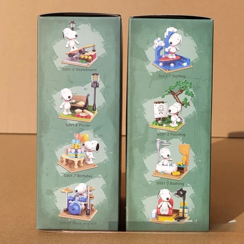 Genuine Authorized Snoopy Blind Box Series Cartoon Supermarket Garden Furniture Scene Children'S Building Block Toys