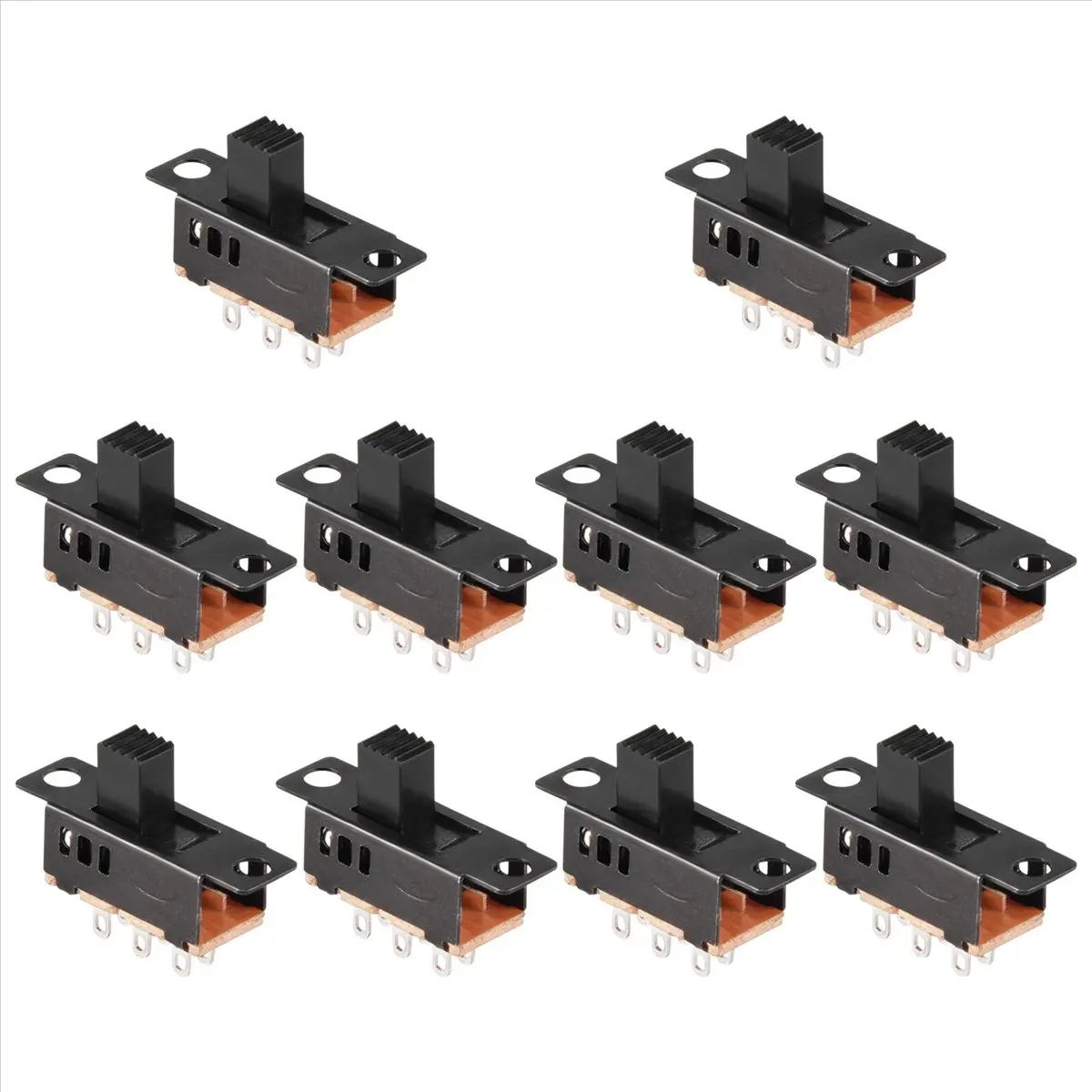 A14M 10Pcs High Knob 6 Pin 3 Position DPDT Panel Slide Switch 0.5A 50V DC