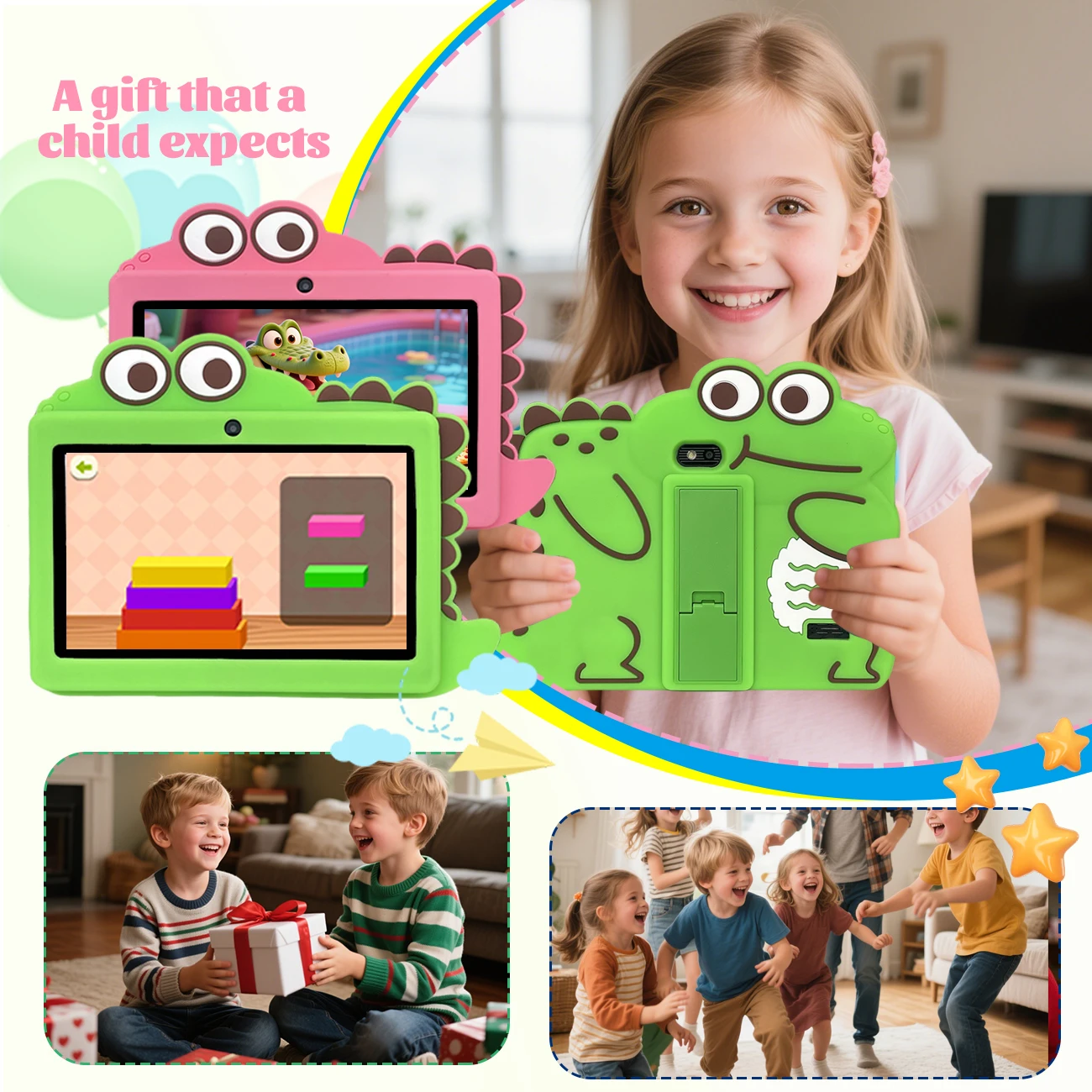 هدية للأطفال تابلت للأطفال مقاس 7 بوصات مثبت مسبقًا مع معرفة IWAWA متعددة المجلات والتحكم الآلي WIFI ضد السقوط