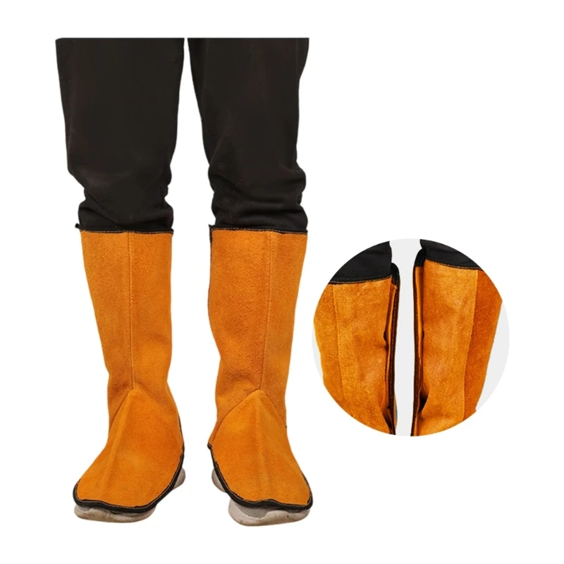  Over Shoe Leg Covers for Welding Work, Leather Lower Leg Gaiters for Cutting, Grinding, and Workshop Floor Use