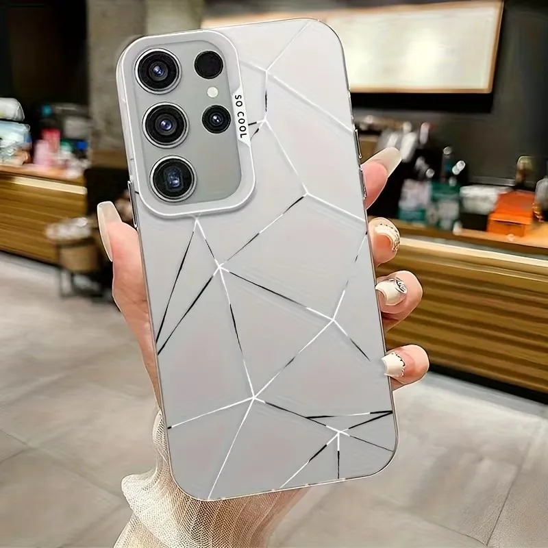 Multicolor Gradient Color Silver Phone Case For Samsung Galaxy A73 A72 A71 A56 A555 A54 A53 A52 A51 AntiFall Electroplated Cover
