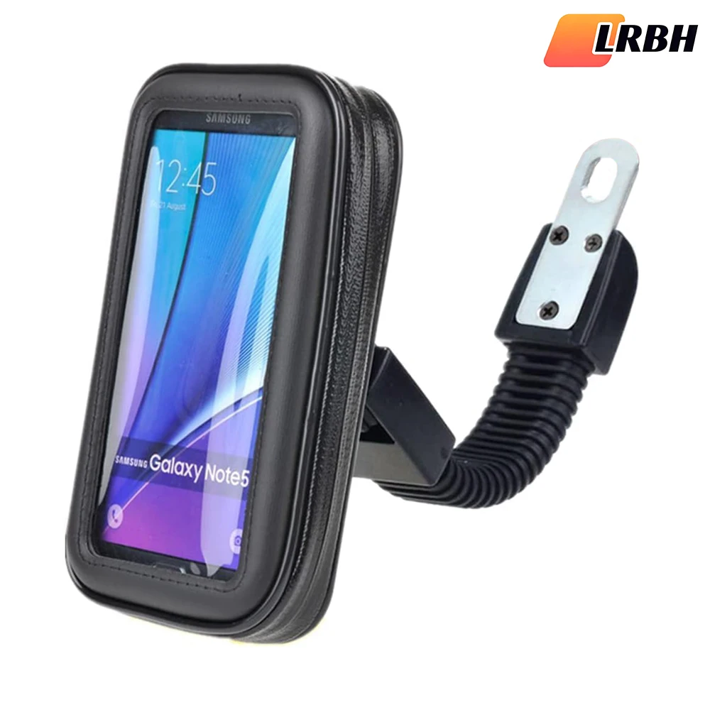 

Motorcycle Universal Phone Mount Holder Waterproof with Rain Cover 360° Rotation Motorbike Rearview Mirror Mount, fits All phone
