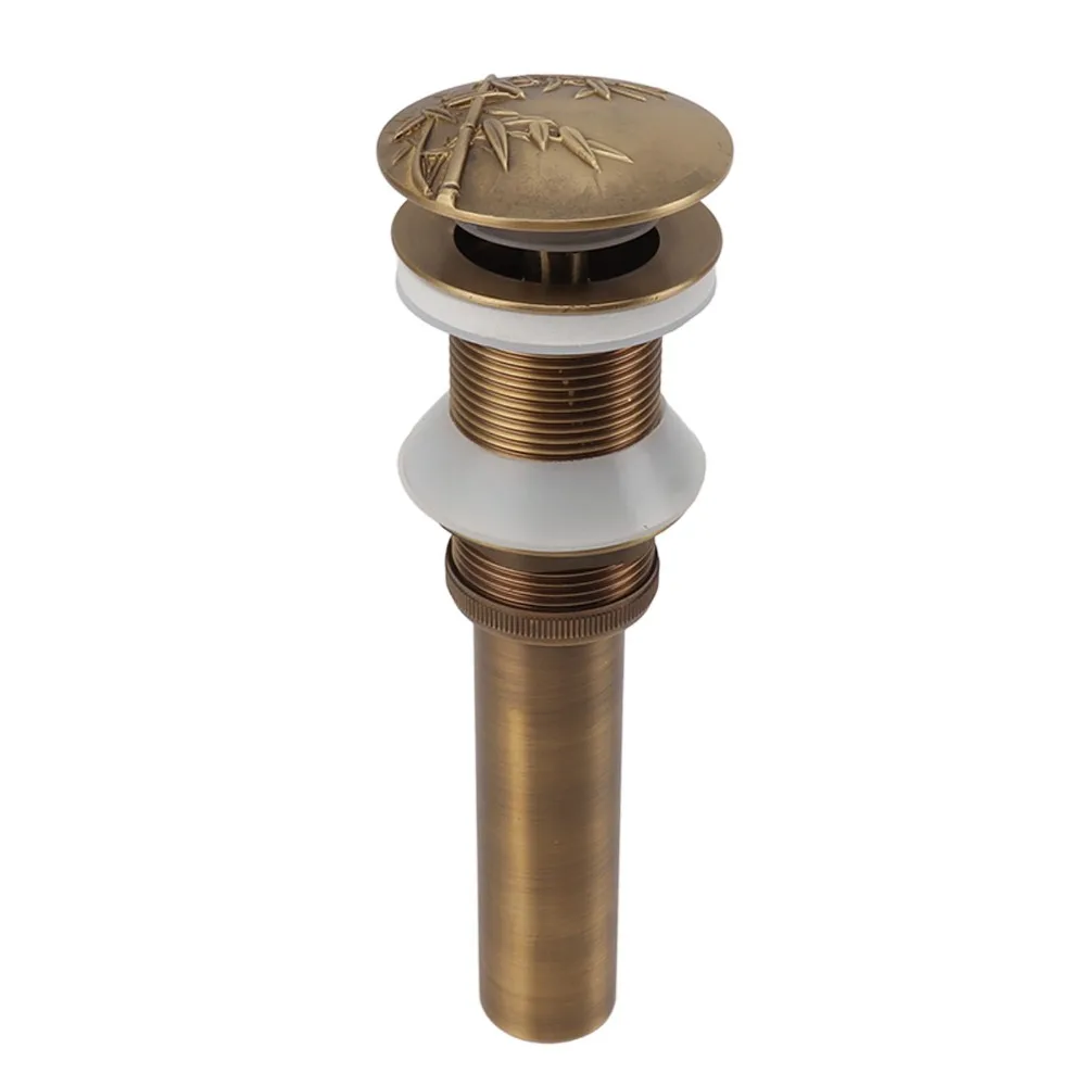 Push Bounce Sink Drain Quick Drainage No Overflow Drain Stopper Brass Material Antique European Design Vessel Sink Drain