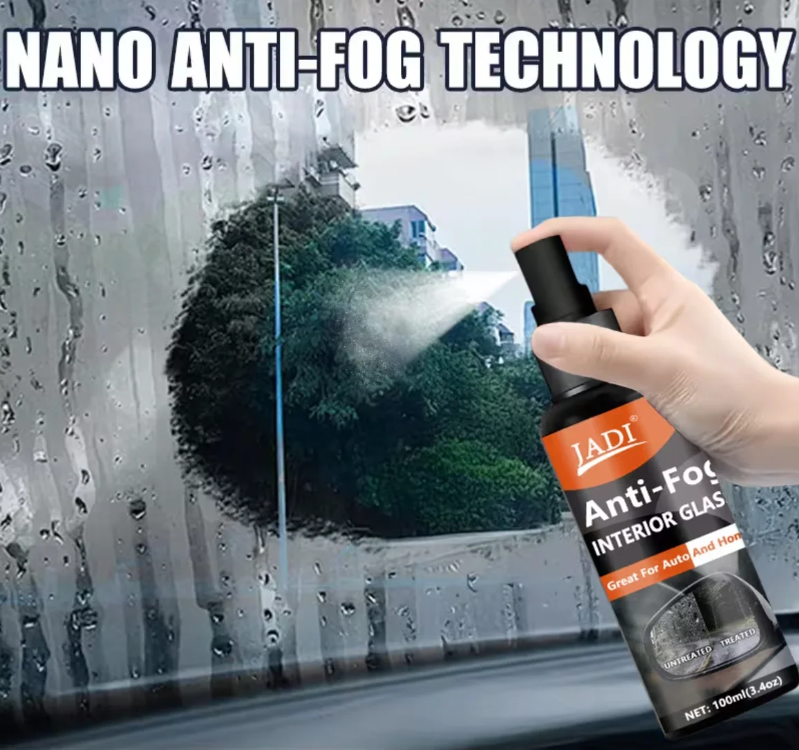 Anti-Fog Spray for Clear Visibility - Anti-Fog Solution for Vehicle Windows, Helmets, Windshields, And Interior Glass, Fast-Dryi