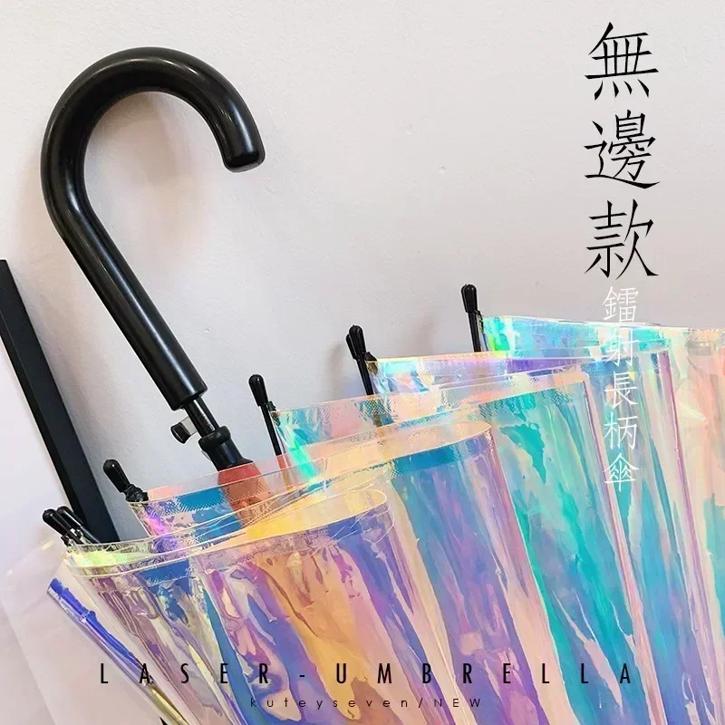 Colorful Rainbow Umbrella Transparent Color Changing Long Handle Umbrella Rain Women\'s Big Umbrellas Parapluie Girl Gift SY191