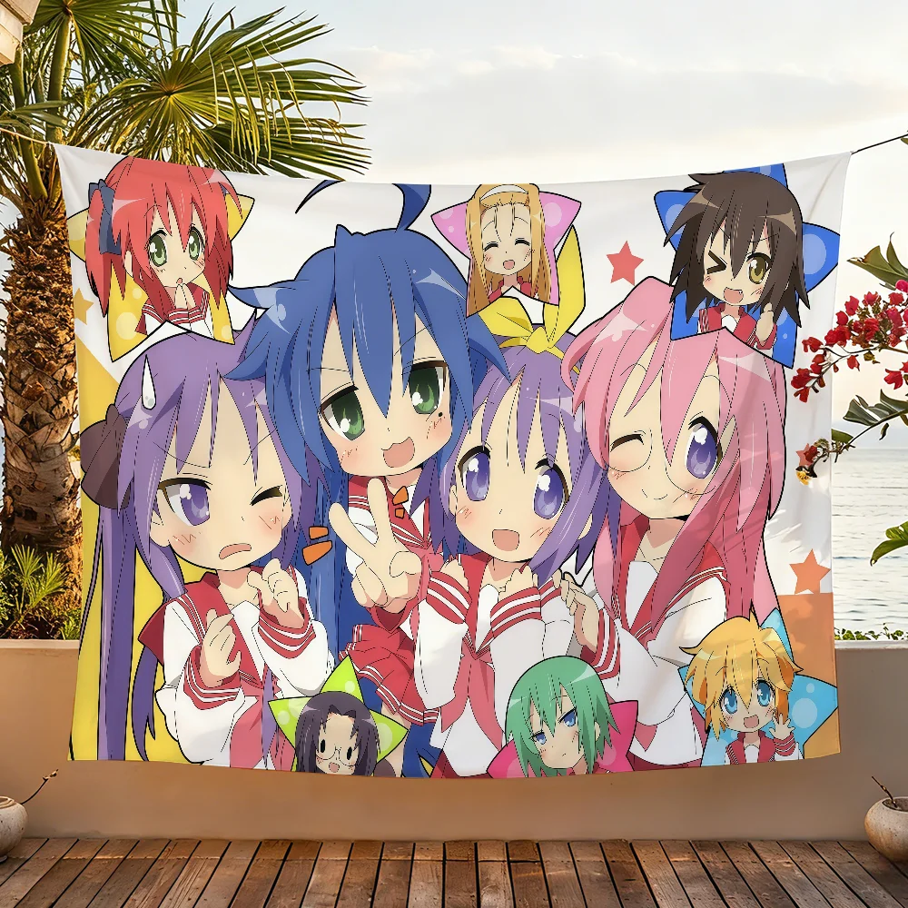 Anime Cute L-Lucky S-Star Kawaii flag Room Decoration Wall Tapestry Hanging Aesthetic Bedrooms Advertising Banner