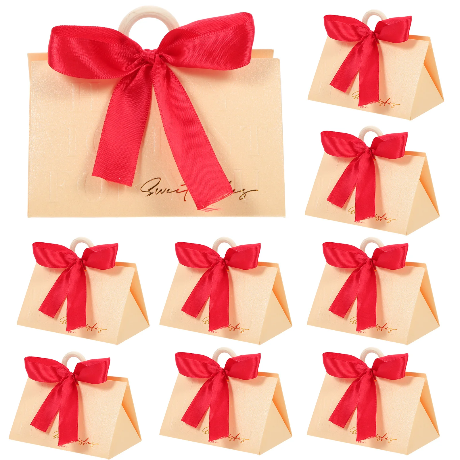 

10Sets Elegant Wedding Candy Boxes Premium Polyester Wood Paper Gift Packaging Decorative Holder for Parties Favors