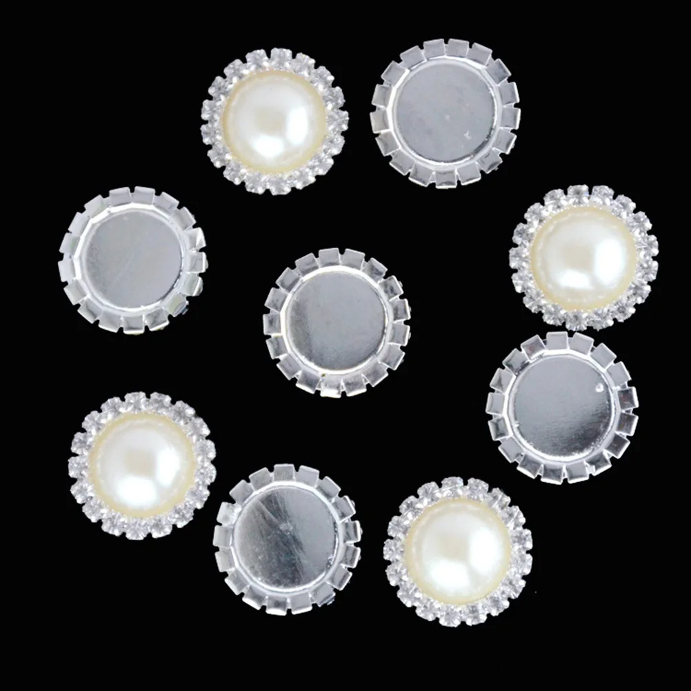 

10 шт., пуговицы из сплава с жемчугом и стразами, аксессуары для одежды с плоской задней частью, декор для волос, сделай сам, украшения для свадебной вечеринки, аксессуары для одежды