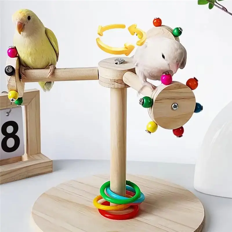 J1UL1N Bird Perch Stand Perch Stick For Sparrow Rotating Windmill Design Bird Claw Grinding Stand For Cockatiels Macaws