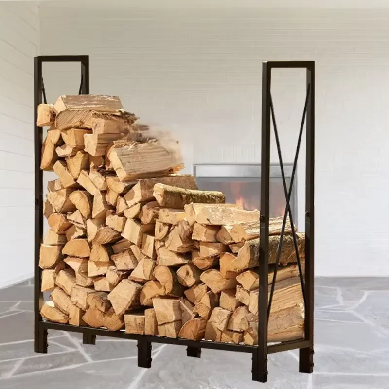 European Modern Simple Wrought Iron Floor Standing Firewood Storage Rack Household Outdoor Log Organizer Shelf New Arrival