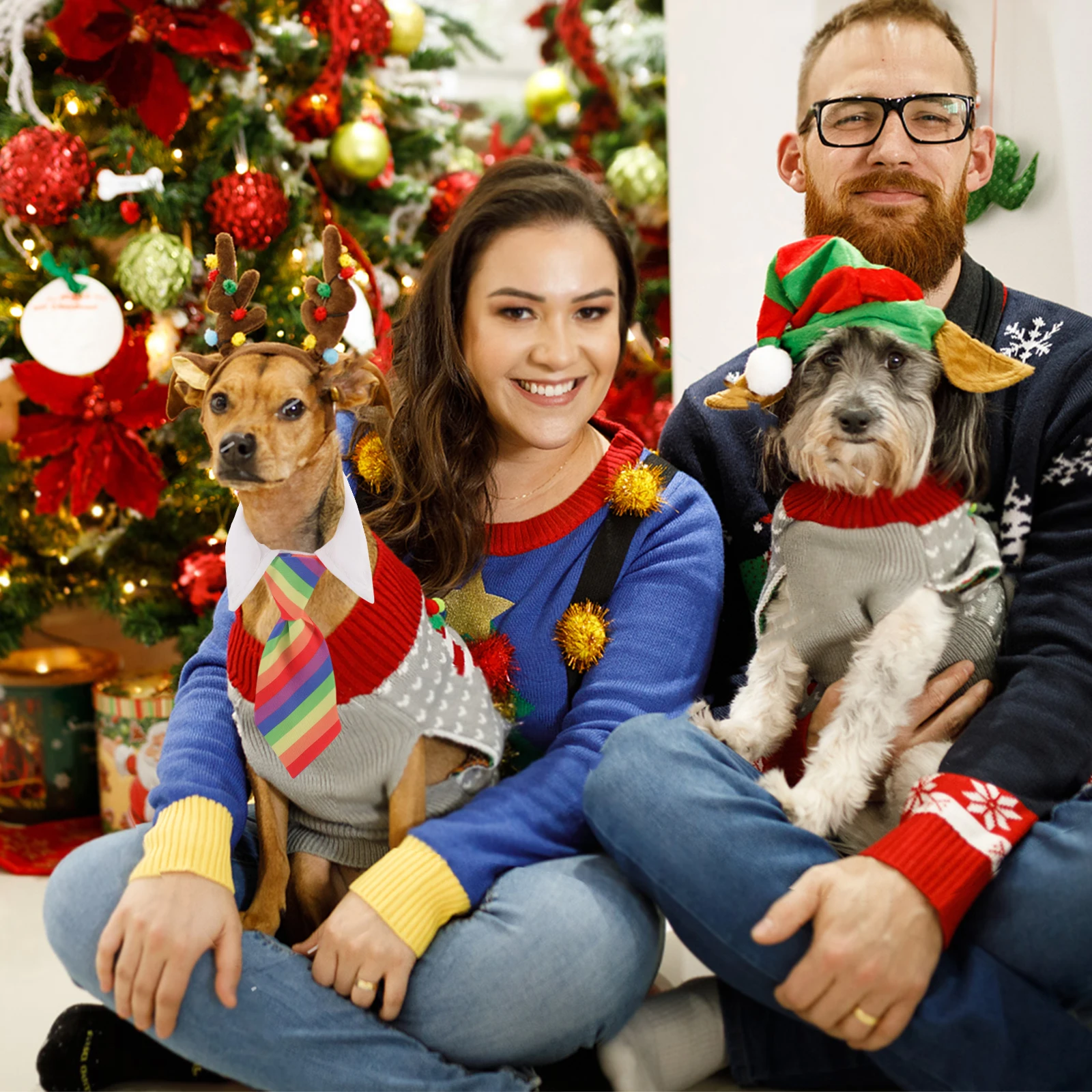 

Pet Rainbow Collar Adjustable Dog Necktie Supple Cloth Material Trendy Stylish Pet Costume Accessory Dog Collar