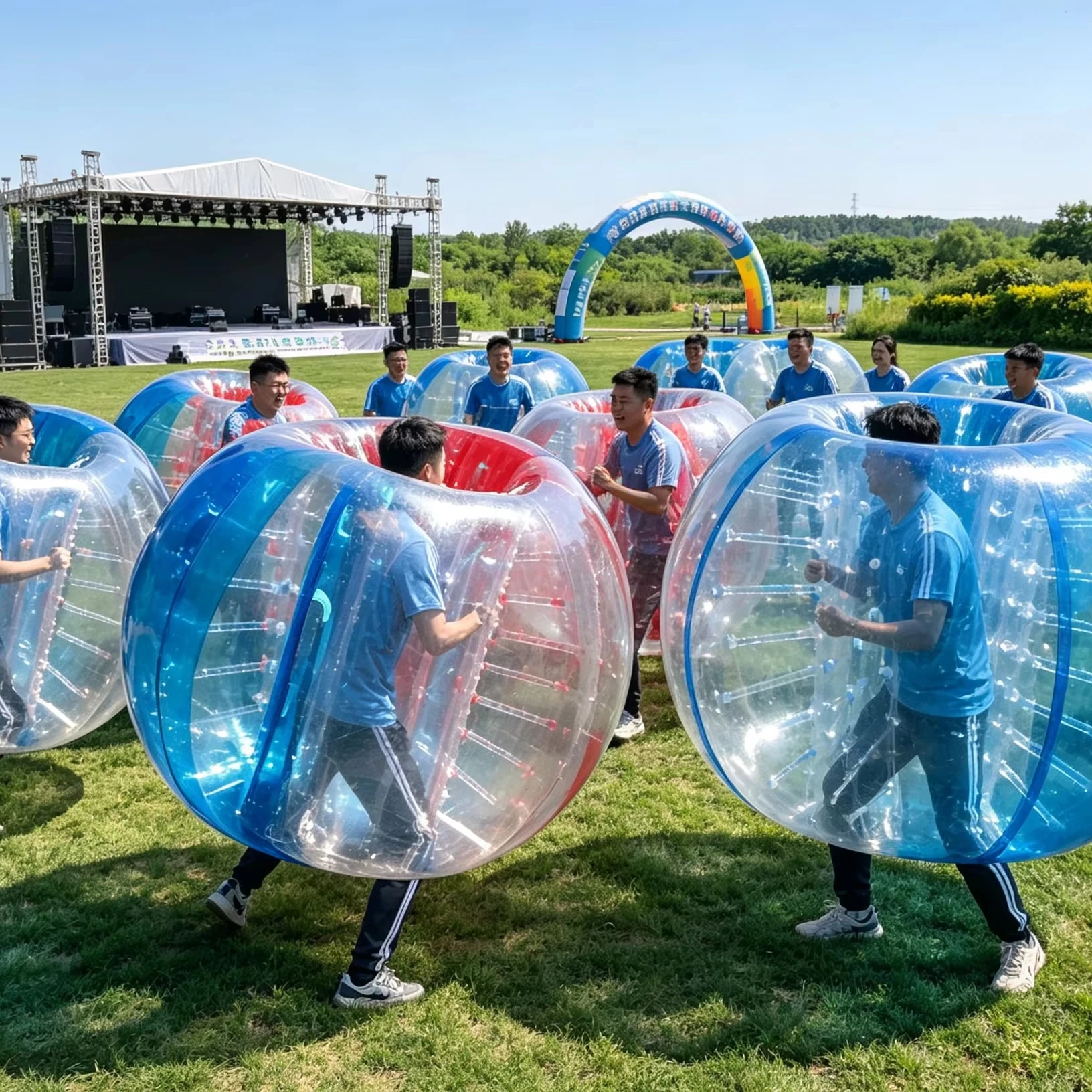 Transparent Wearable Inflatable PVC Bubble Body Bumper Zorb Ball 1m/2m/3m for Birthday Parties Team Building Indoor/Outdoor Use
