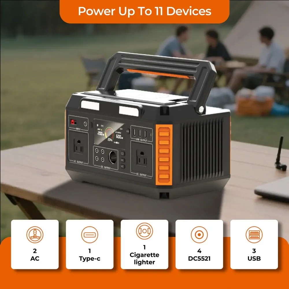 Outdoor Camping 600 Watt Lithium Battery Portable Solar Generator 220v Emergency Home Power Station 600w With Solar Panel