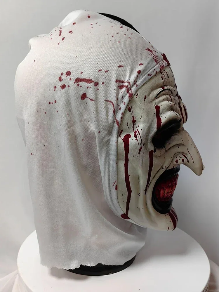 Halloween Scary Mask Terrifier Clown Latex Mask Horror Club Prank Head Cover Christmas Party Cosplay Costume Props Accessories