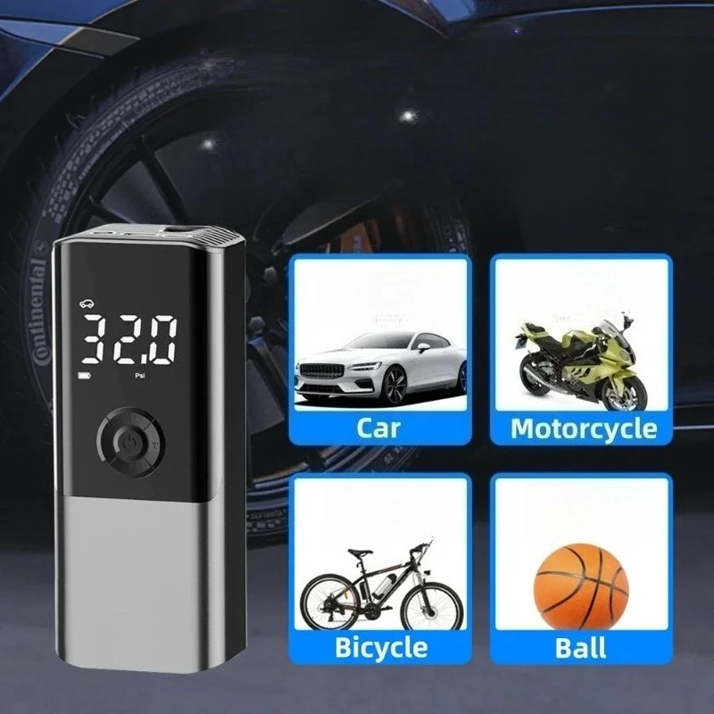 

Портативный беспроводной насос для накачивания автомобильных шин — электрический воздушный компрессор для транспортных средств, мотоциклов, велосипедов и мячей