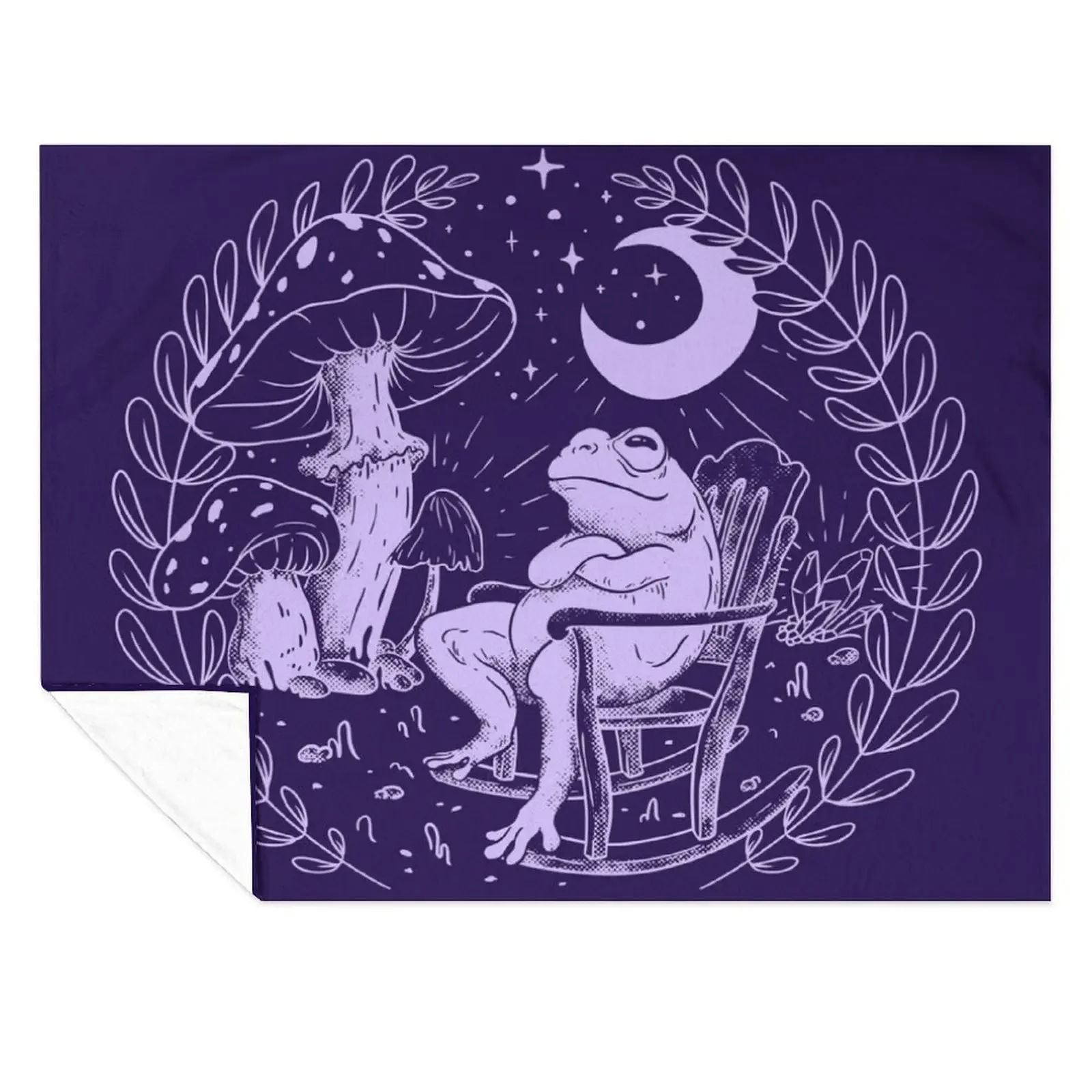 

Goblincore Aesthetic Cottagecore Frog Chilling - waiting for mushrooms to grow - Weirdcore Dreamcore Mycology Fung Throw Blanket
