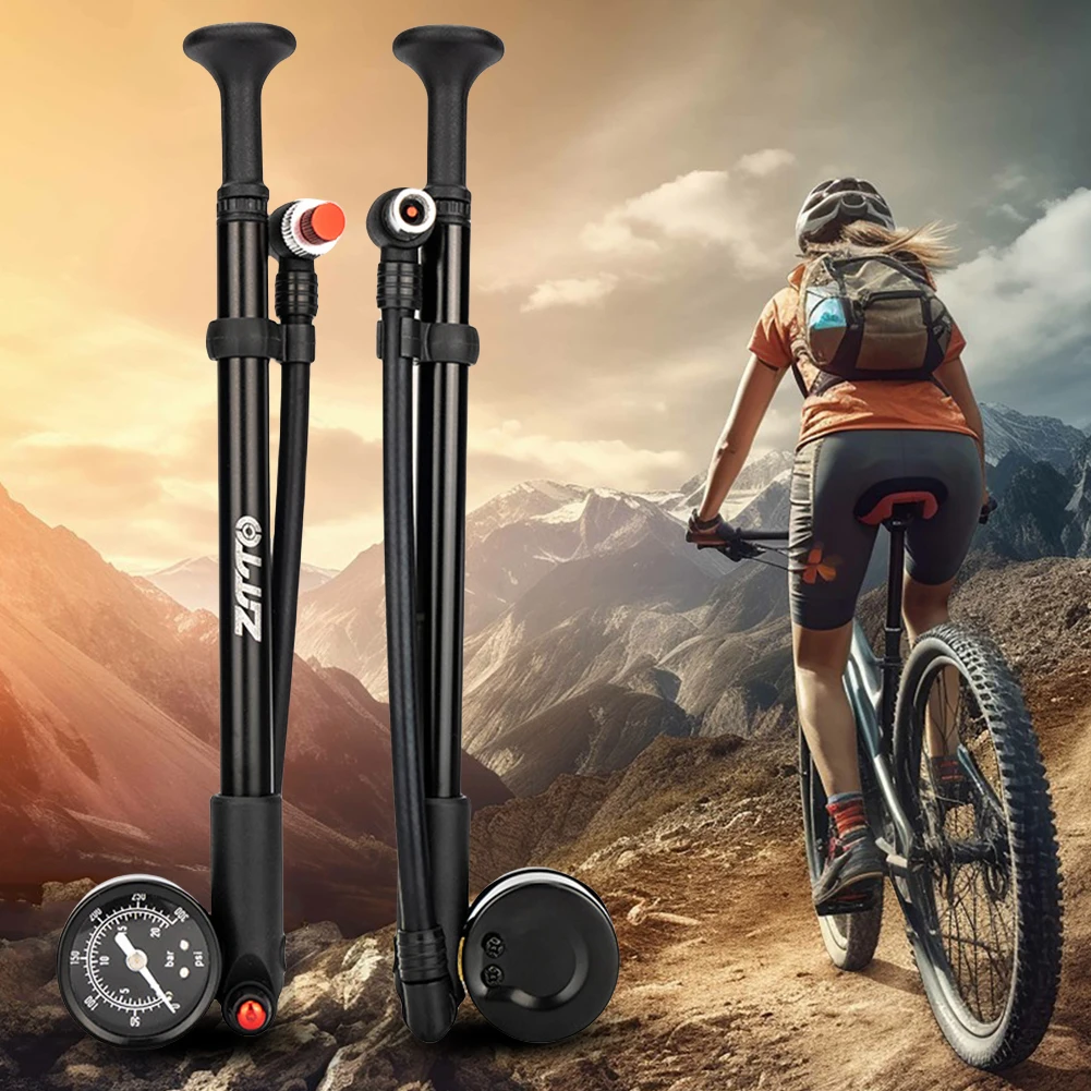 

300PSI Bicycle Air Pump with Gauge MTB Bike Shock Pump High Pressure Bike Air Shock Absorber for Fork & Rear Suspension