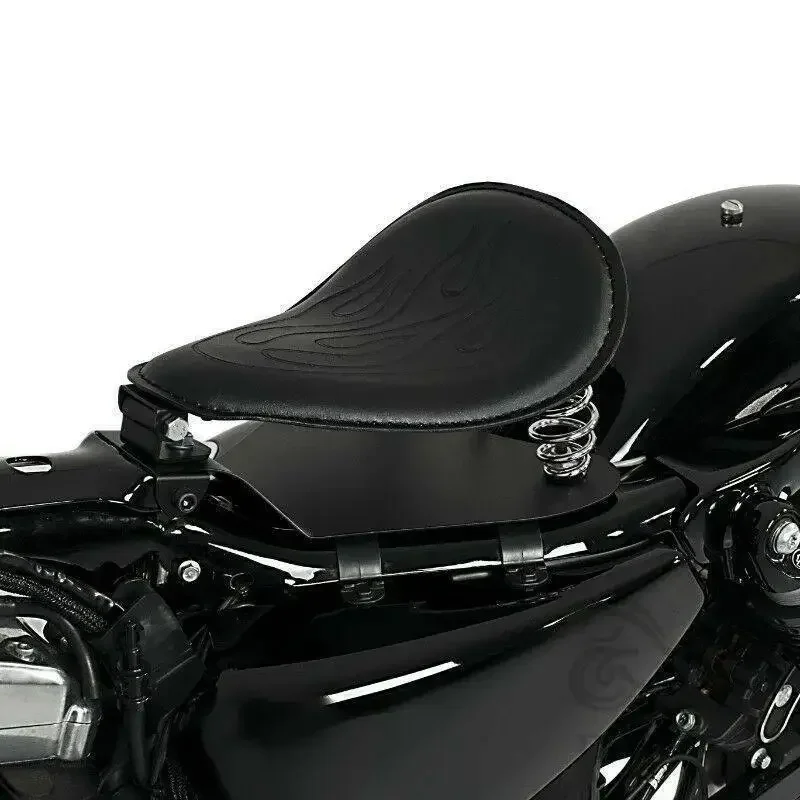 For Harley Sportster Bobber Chopper Honda Yamaha Kawasaki Suzuki Flame Leather SOLO Seat Cover + 3