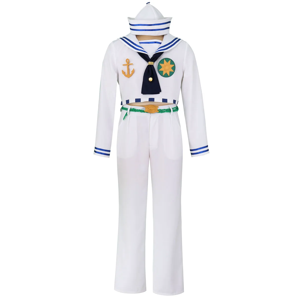 Anime Higashikata Josuke Cosplay Costume Mens Suit White Army Uniform Coat Pants Belt Hat Tie Halloween Christmas Outfit