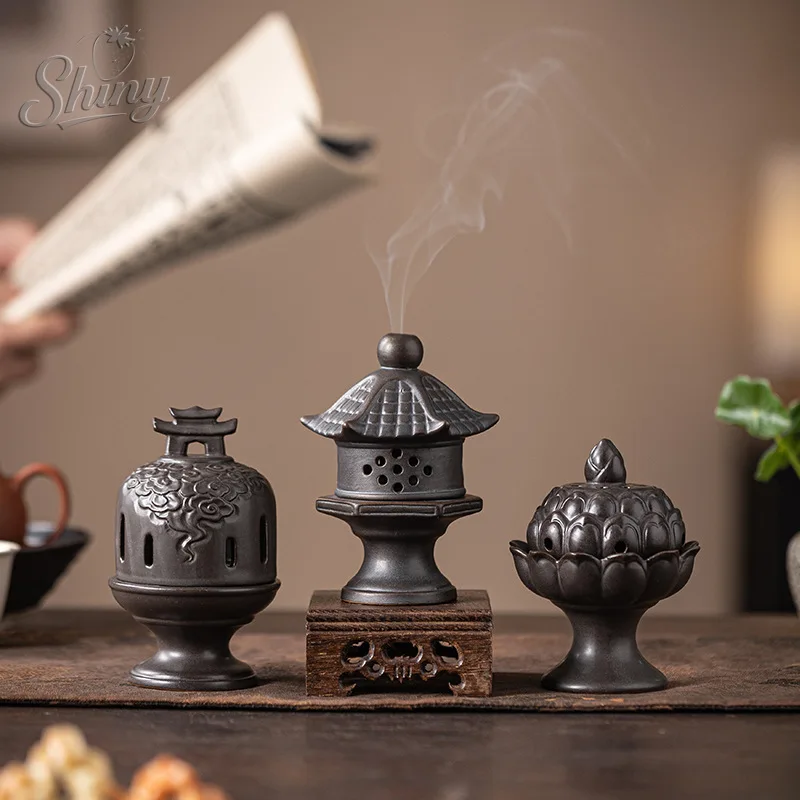 

Palace Style Lotus Incense Burner Palace Lamp Cloud Pavilion Incense Burner Household Incense Plate Zen Decoration