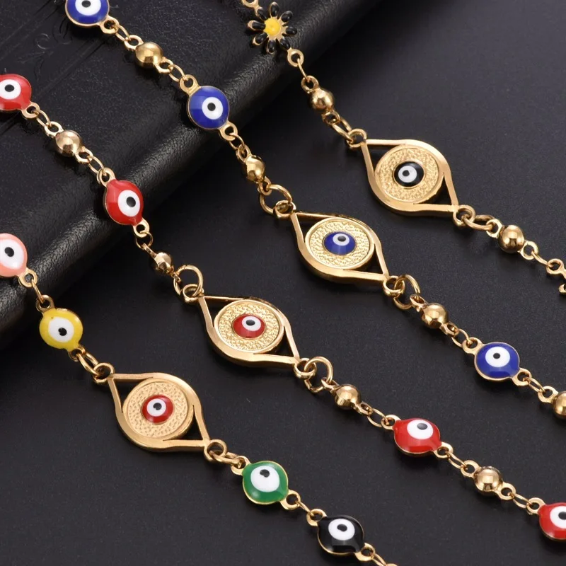 Angel's Eye Epoxy Color Matching Bracelet Women's Electroplating Round Evil Eye Friends  Gift