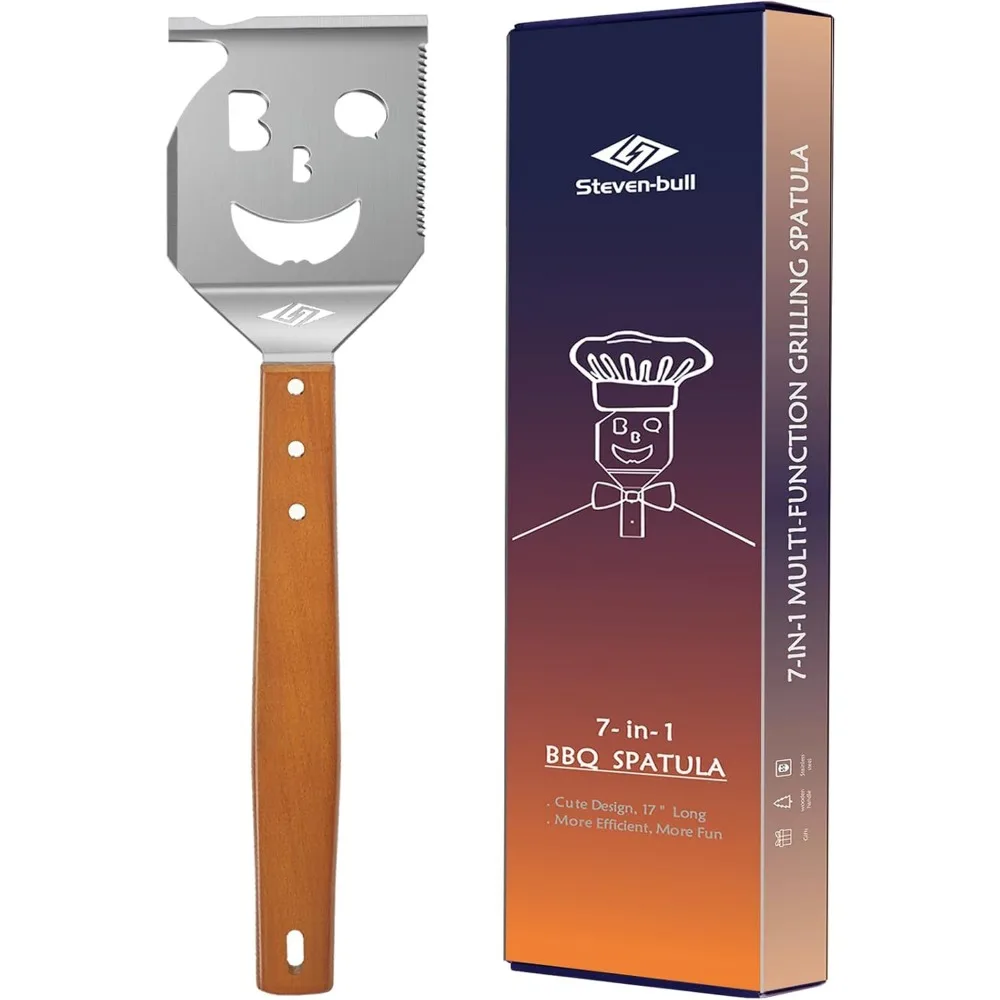 

Grill Spatula for Outdoor Grill, 7-in-1 BBQ Spatula for Grill, 17 Inch Long Barbecue Tool, Perfect BBQ Gifts for Men (Color Box