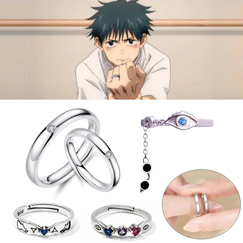 Hot Jujutsu Kaisen Yuta Cosplay Ring Anime Toy Satoru Gojo Megumi Jewelry Adjustable Accessories Couple Ring Christmas Gift