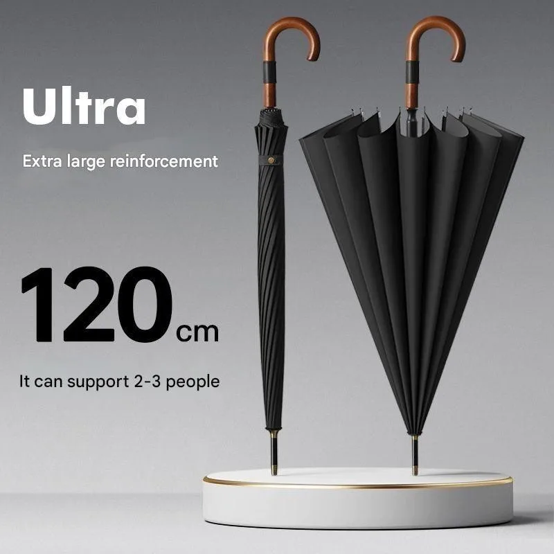 16-rib Extra-large Hook Handle Umbrella Enlarged and Reinforced Long Handle Windproof Rainproof Craftsmanship Golf Umbrella