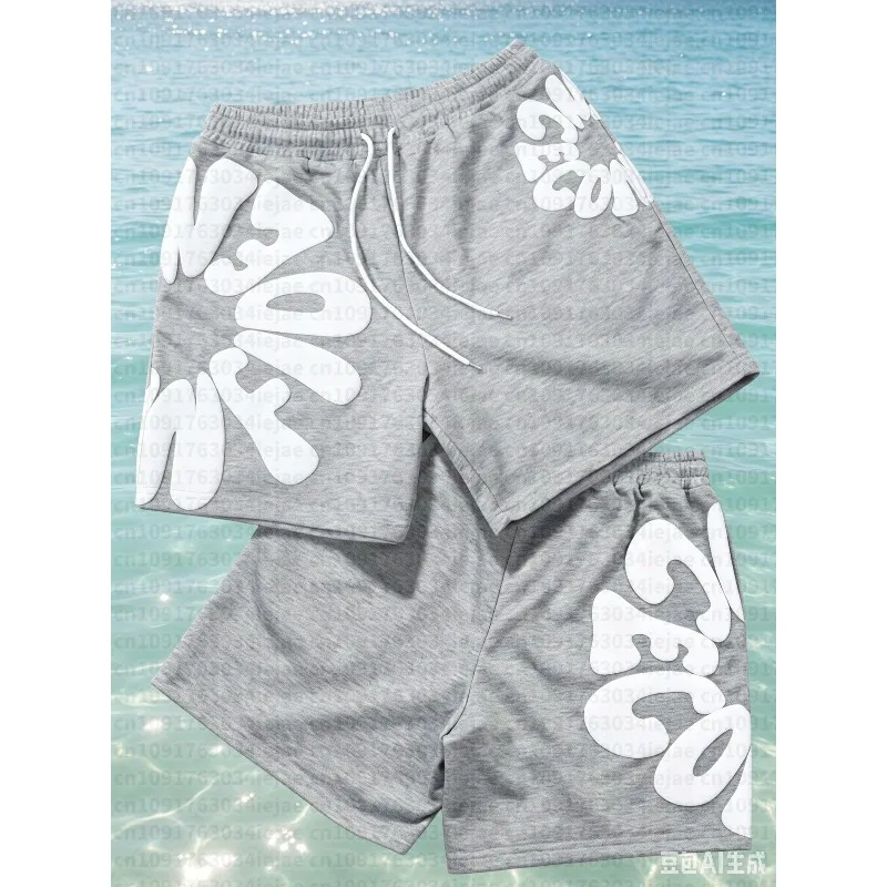 2026 Summer High-Street Style Quick Drying American Street Style Letter Printed Casual Kid Breathable Unisex Overside Shorts