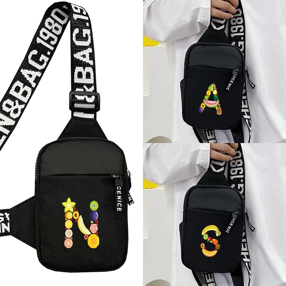 New Simplicity Chest Bags Outdoor Sports Chest Backpack for Men and Women Multi Functional Fruit Letter Series Crossbody Bag