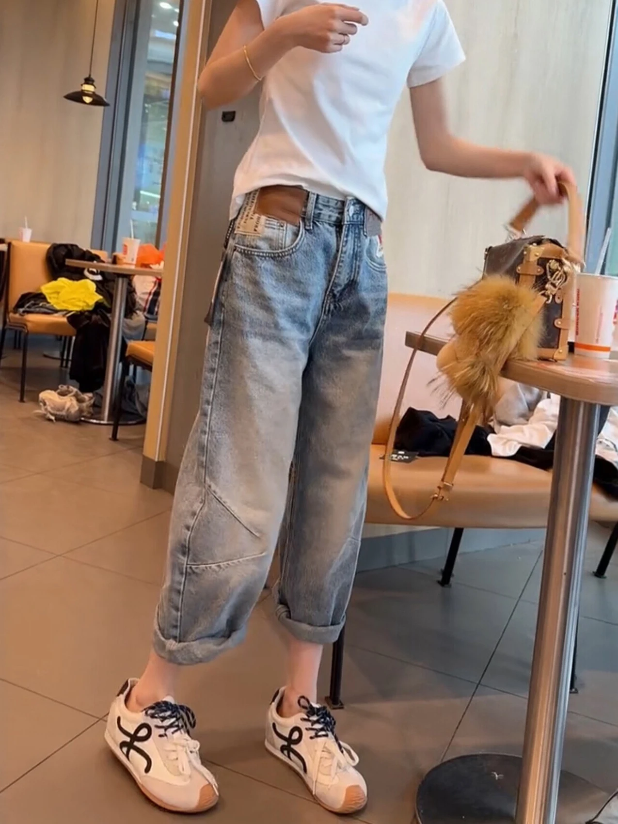 

Summer 2026 Slimming Harem Denim Pants Large Size Embroidered Grandmother Pants Meat Concealing Versatile Nine Points Old Dad...