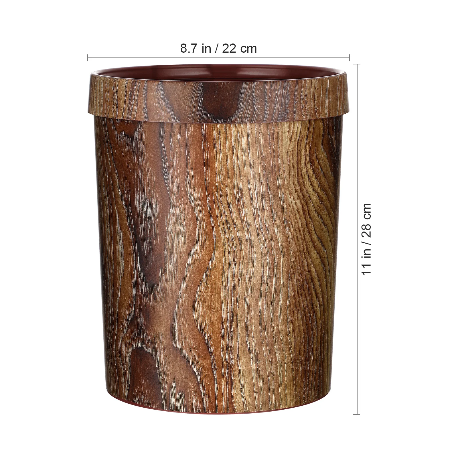 

Retro Trash Can Decorative Bucket Lid PP Material Kitchen Cabinet Garbage Container Woodgraining Storage Office Household