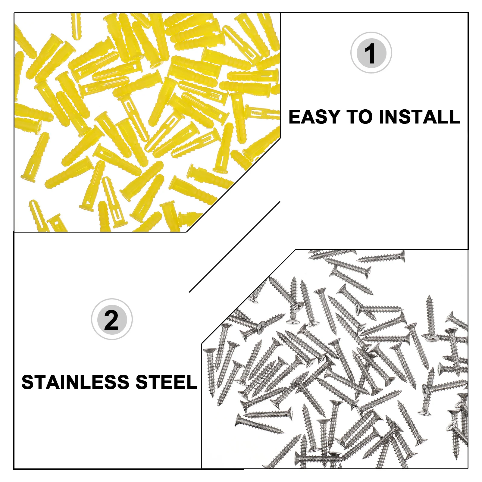 100 قطعة مجموعة مسامير مرساة الجدار الأصفر الفولاذ المقاوم للصدأ البلاستيك مضلع دريوال المراسي الحفر الذاتي للجدران المجوفة الصدأ
