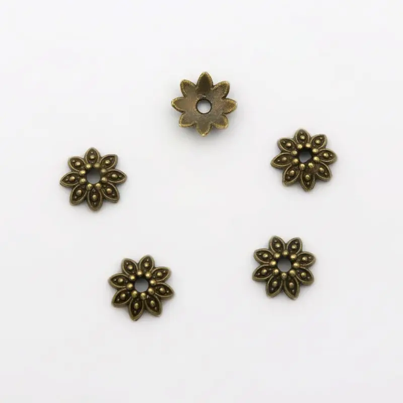 100pcs 8 Petals Gold-plate Silver Color Spacer Loose End Bead Caps For Jewelry Making Diy Finding Accessories Wholesale Supply