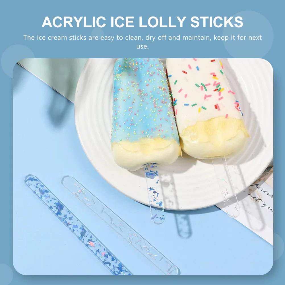 

25pcs Acrylic Lolly Sticks Reusable Mini Craft Diy Stick For Homemade Cream Friendly Smooth Handle Easy To Clean