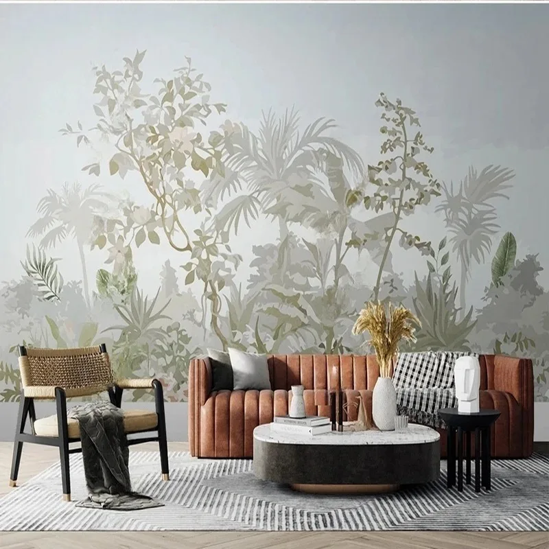 Customized Hand-Painted Tropical Forest Tree Wall Murals TV Background Wallpaper Modern Living Rooms Wall Art Decor Painting 3D
