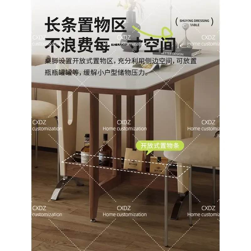 Modern Simple Folding Slate Dining Table Small Unit Retractable Storage Mobile Solid Wood Dining Table
