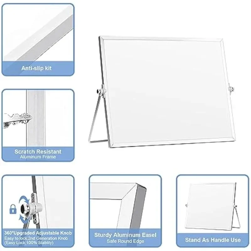Dry Erase Board, Magnetic Desktop Whiteboard with Stand, Portable Double-Sided White Board Easel for Students Memo To Do List