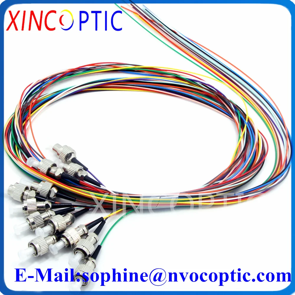 

1.5M 12Colored MM OM1 50/125 OM2 62.5/125 SC ST FC LCUPC 0.9mm Tight-buffer PVC 12Colorful Fanout Fiber Optic Pigtail Cable