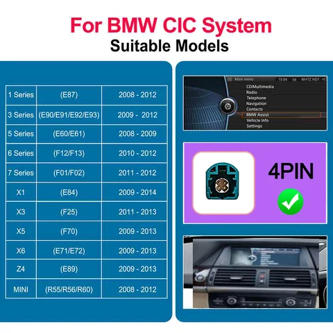 Беспроводной декодер Carplay Android для системы BMW CIC NBT ID4, поддержка системы Android Auto Mirror Link, мультимедийное воспроизведение