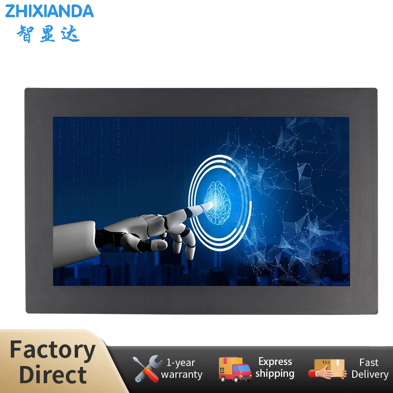 Zhixainda 15.6 Inch 1920*1080 Panel Mount Industry LCD Touch Screen Display Monitor With VGA DVI HDMI Interface For Kiosk