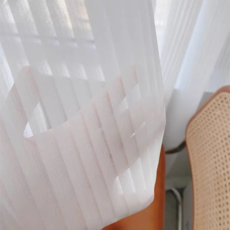 Simple blinds, screen curtains, window screens, stripes, living room, balcony, French windows, white screen curtains