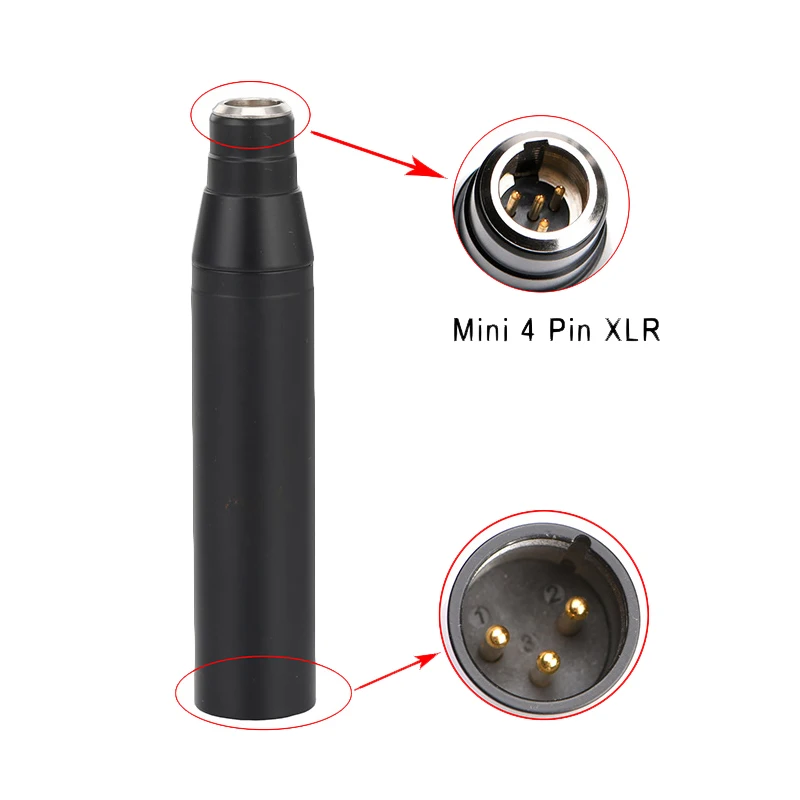 TA4F 4Pin Mini XLR to 3Pin Male XLR Adapter for Shure Condenser Lavalier Microphone Phantom Power 48V Connector Connect to Mixer