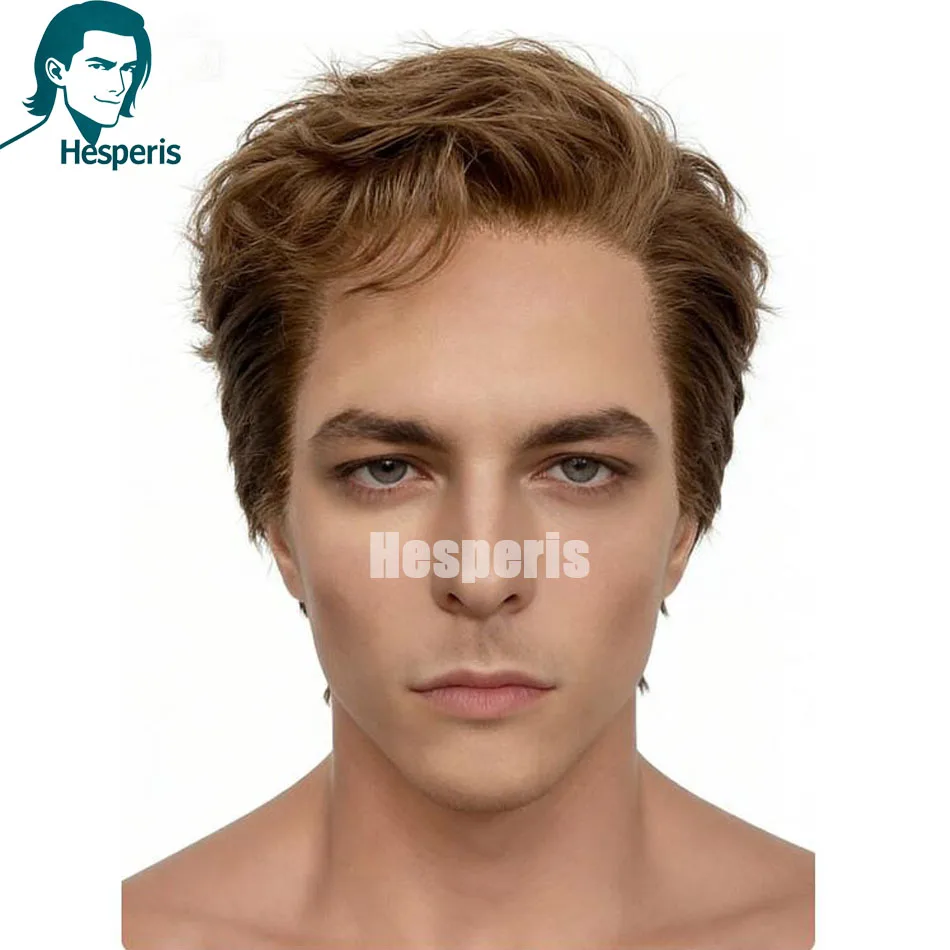

Hesperis Коричневый Парик Фронта Шнурка для Мужчин Стиль Пикси 13x6 Парик Фронта Шнурка Предварительно Сорванные Человеческие Волосы Для Мужчин Волнистый Парик Цветной